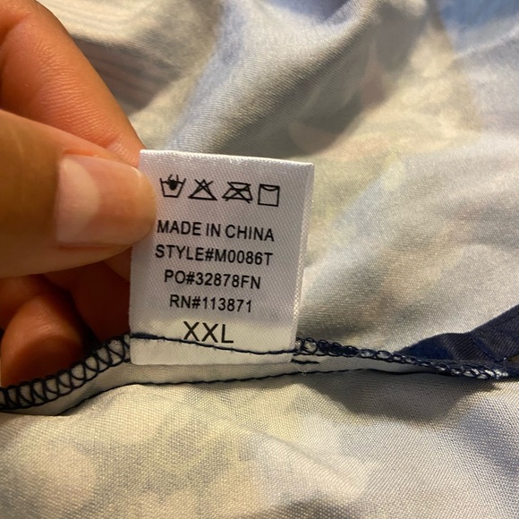 NWT! Fashion Nova Sway All night short sleeve woven button down pink/blue XXL - Picture 10 of 10